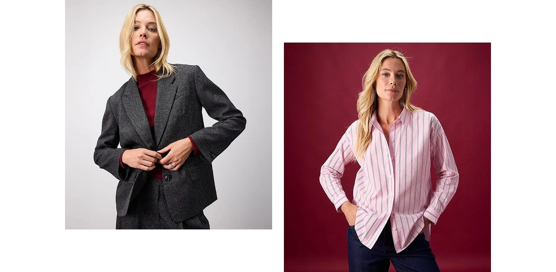 Donna - Blazer oversize in misto viscosa fine - Grigio melange