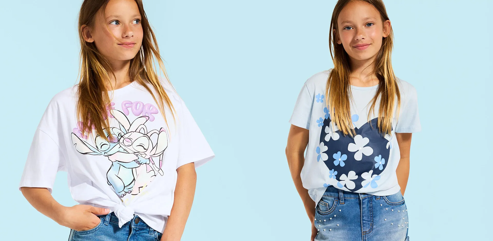 Bambini - T-shirt in puro cotone biologico (pacco da 2) - Bianco panna + blu scuro