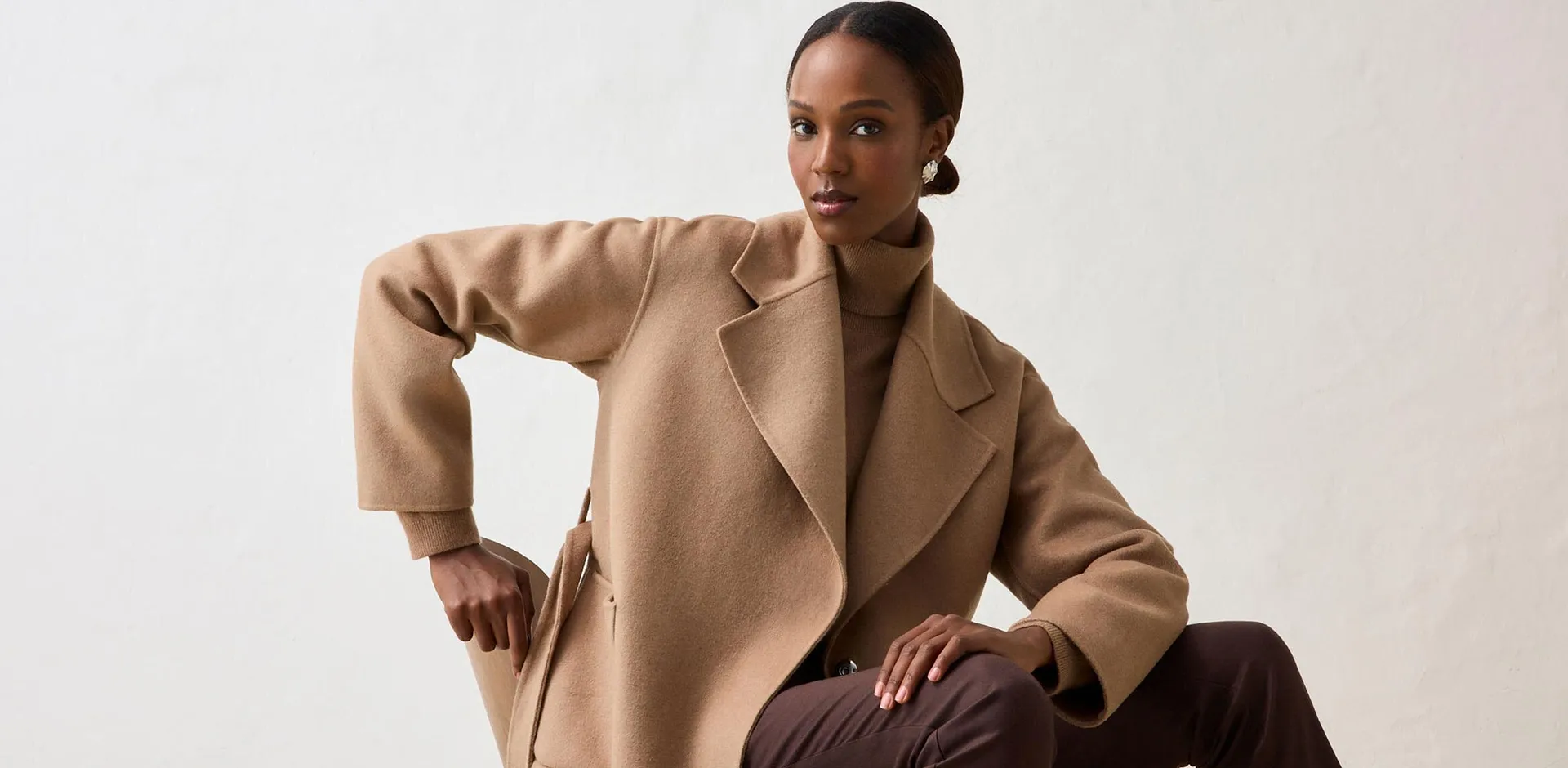 Donna - Cappotto in morbido misto lana - Marrone chiaro