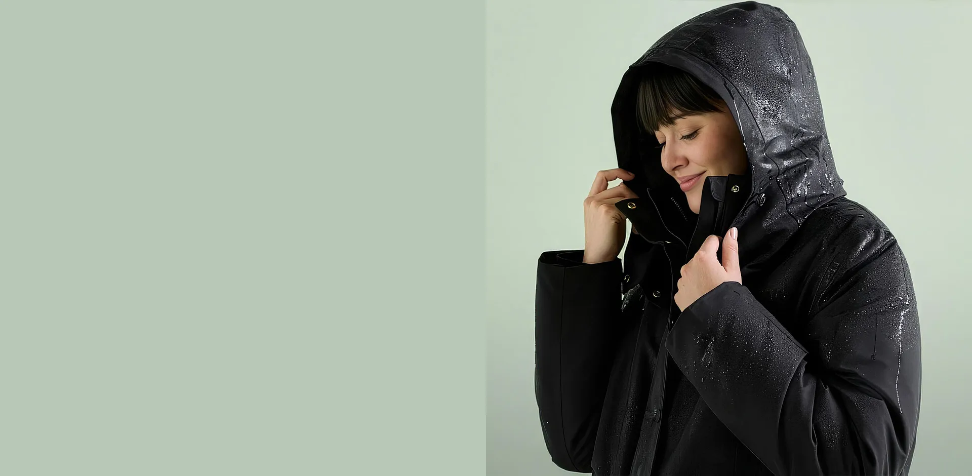 Donna - Cappotto impermeabile 3 in 1 - Nero + beige ghiaia