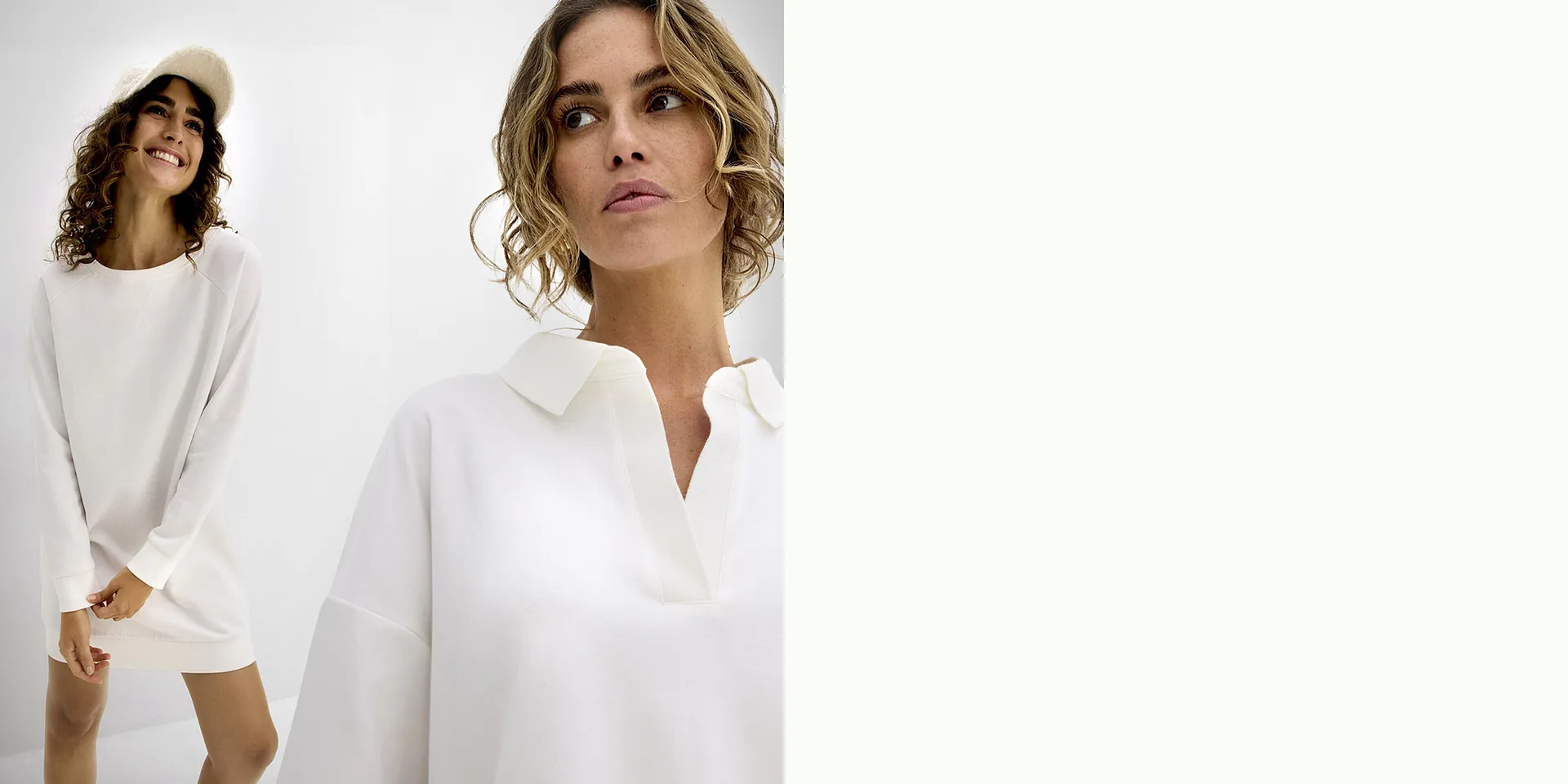 Eleganza senza tempo in bianco: maglioni ampi e camicie leggere per le giornate estive.