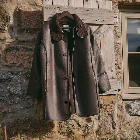 Donna - Giacca di montone sintetico - Marrone scuro