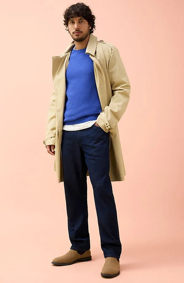 Uomo - Jeans relaxed fit in puro cotone biologico, straight - Blu scuro denim non lavato