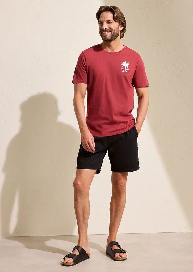 Uomo - T-shirt in puro cotone - Rosso deserto con stampa