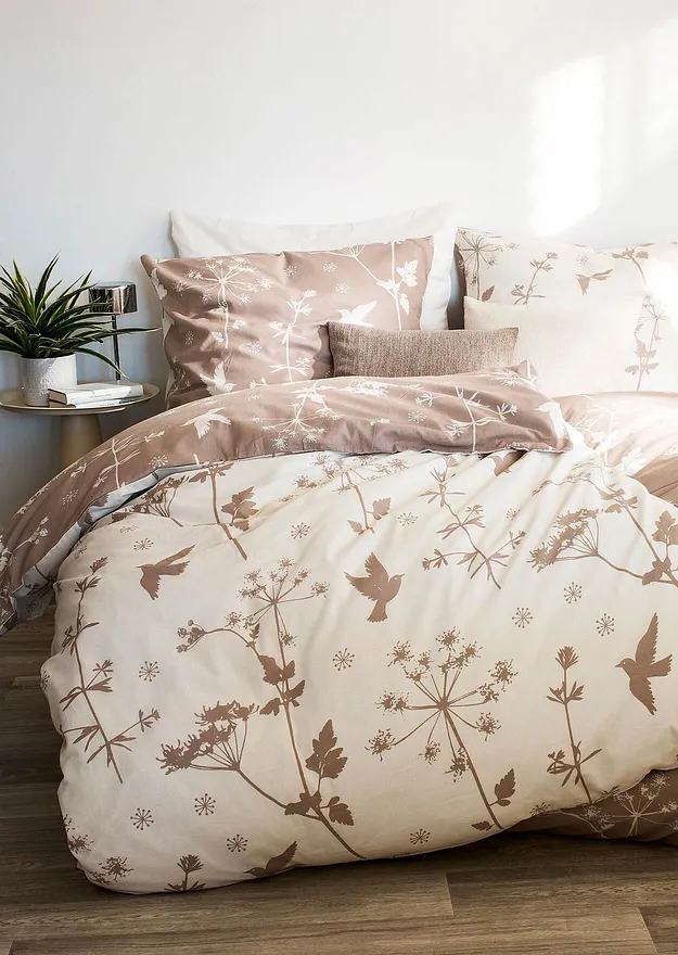Casa & Giardino - Biancheria da letto double-face in linone - beige/bianco