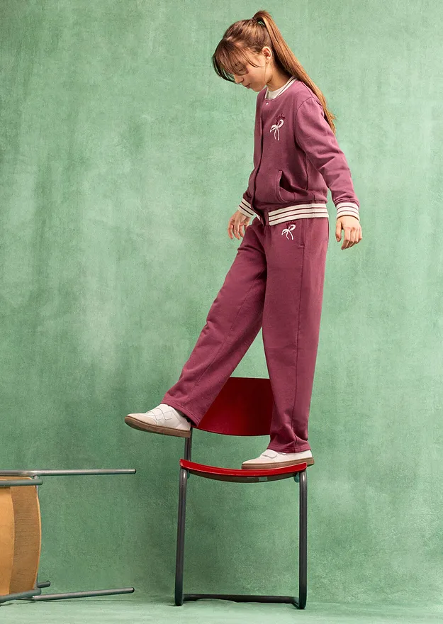Bambini - Pantaloni in felpa di puro cotone biologico, wide leg - Bacca
