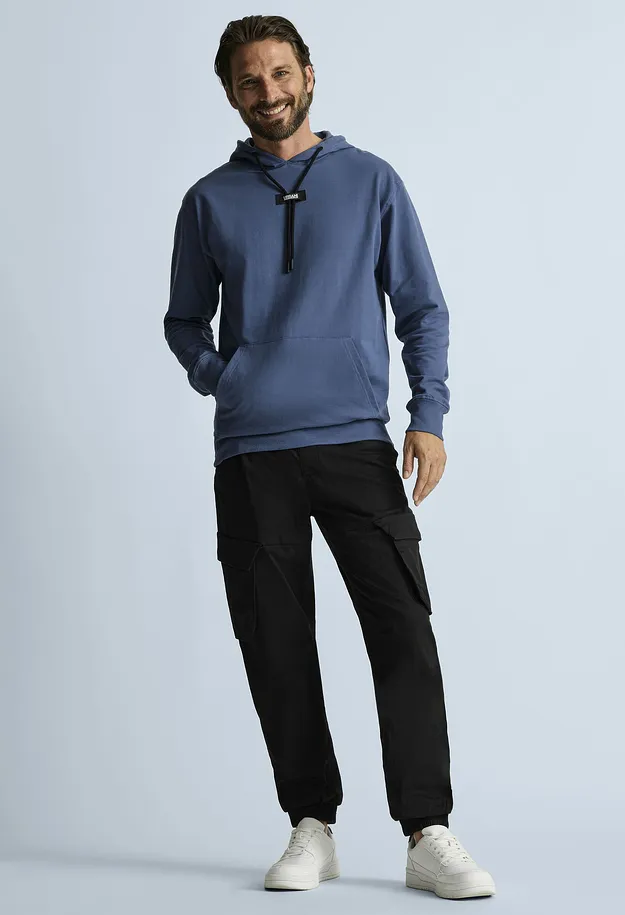 Uomo - Pantaloni cargo con elastico in vita regular fit, straight - Nero