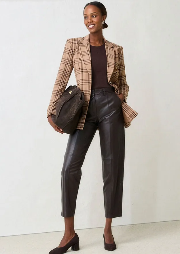 Di tendenza - Blazer in morbido misto lana - Marrone chiaro / marrone scuro a quadri