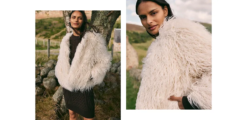 Donna - Pelliccia sintetica corta oversize - Bianco perla