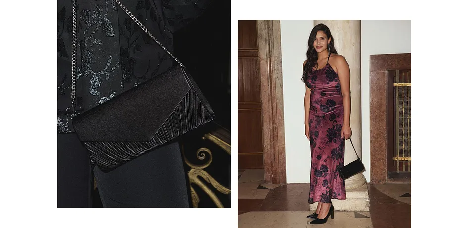 Di tendenza - Abito lungo in velluto cangiante - Bordeaux floreale