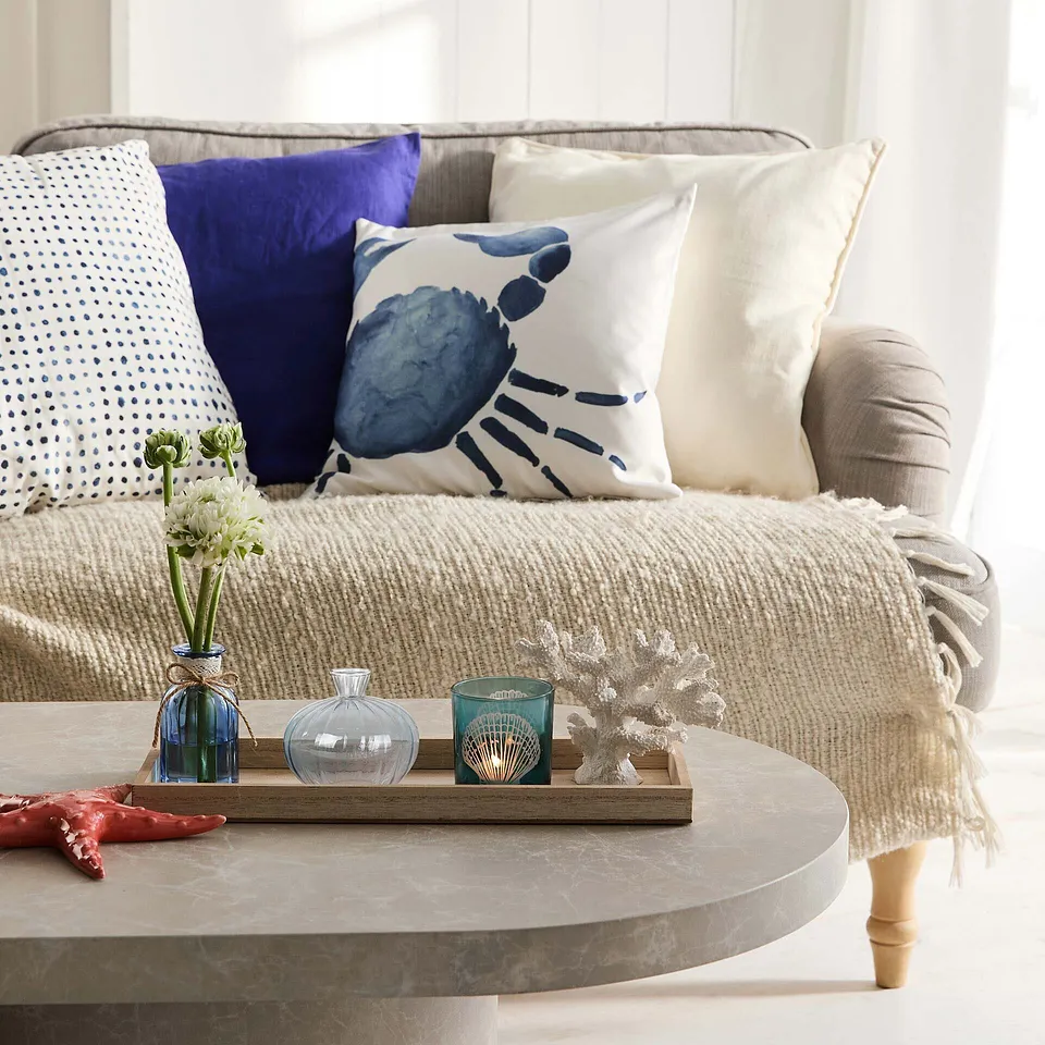 Casa & Giardino - Copricuscino con stampa digitale - Bianco / blu