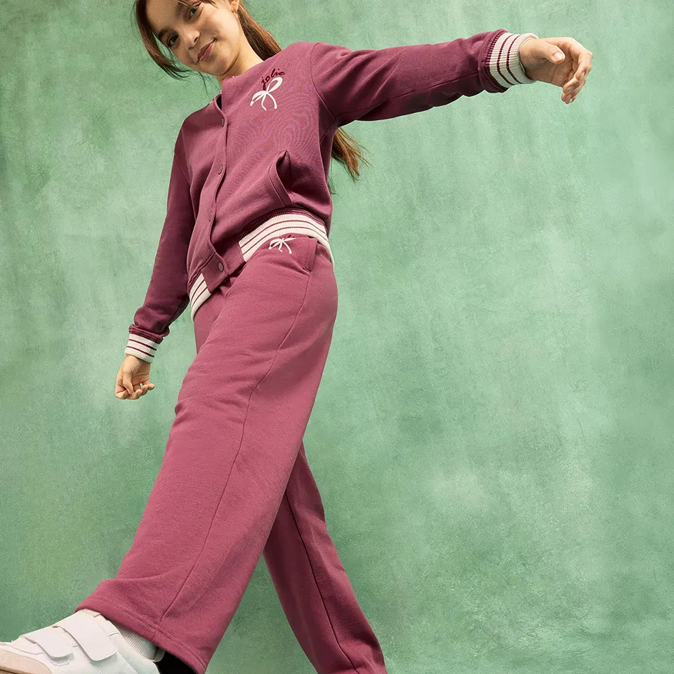 Bambini - Pantaloni in felpa di puro cotone biologico, wide leg - Bacca