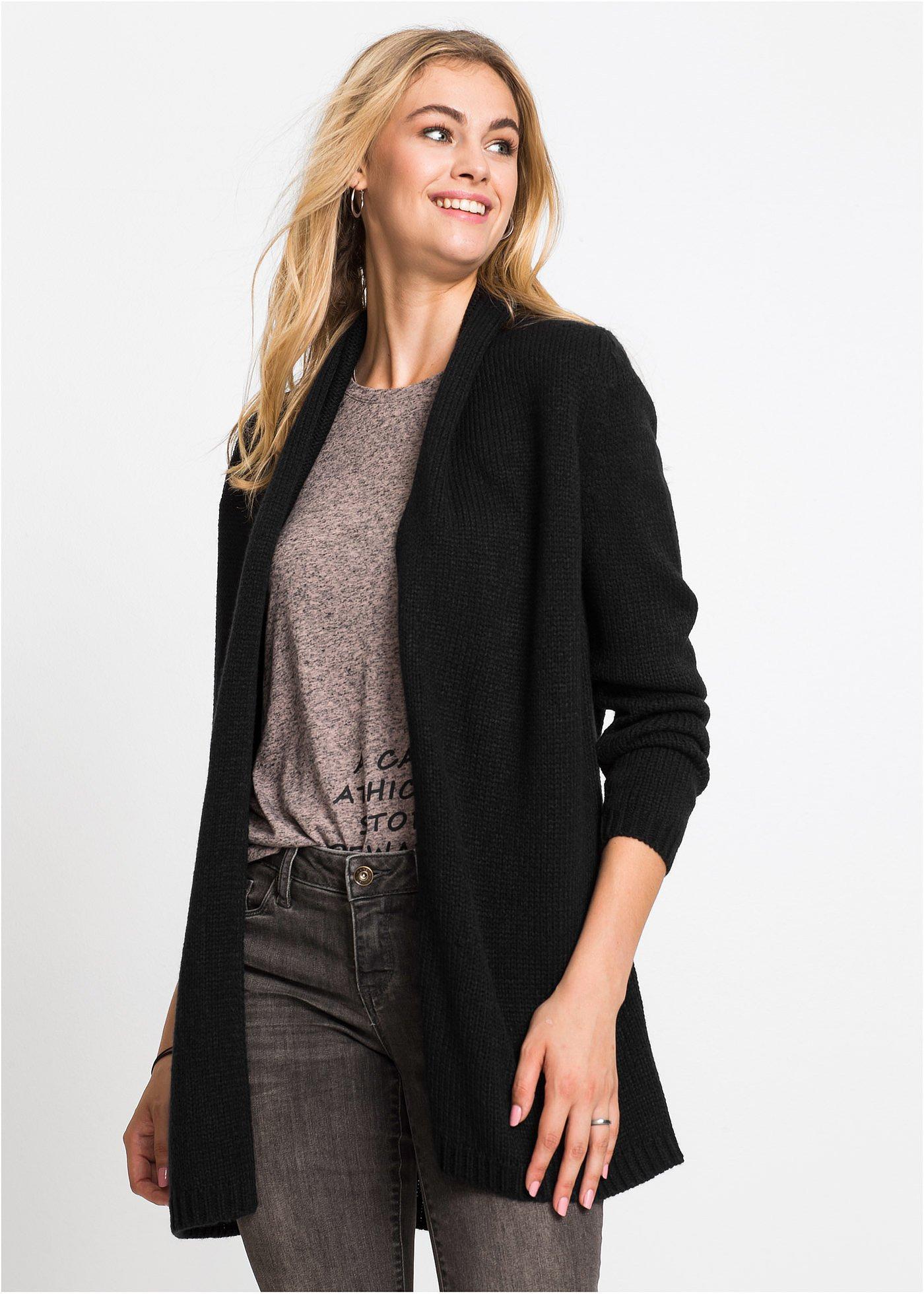 Cardigan Lungo Con Leggero Effetto Oversize Nero