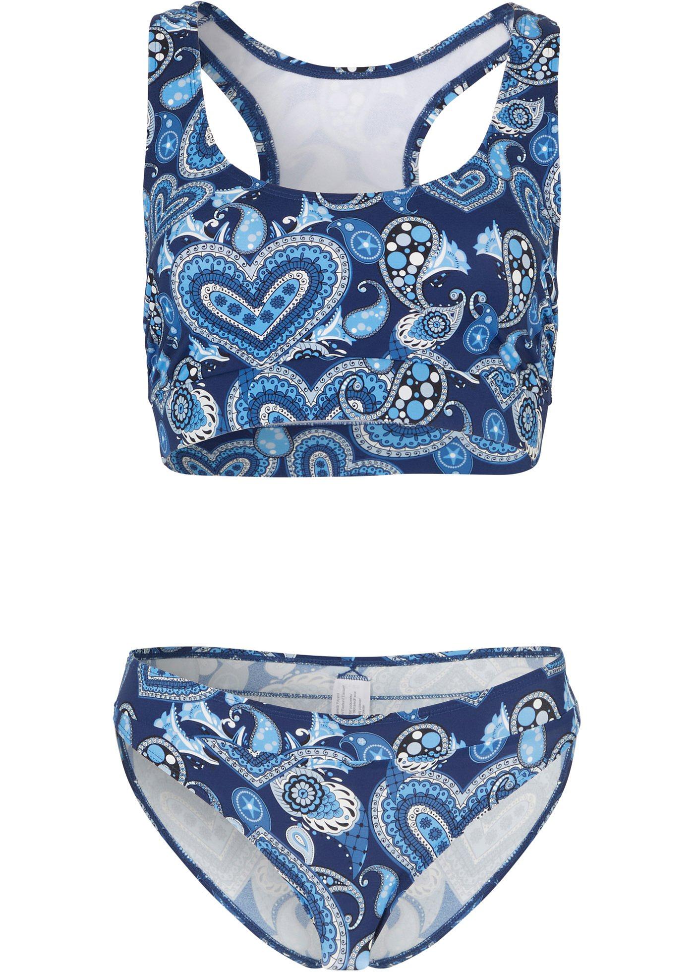 Bikini A Bustier Con Bella Fantasia Blu Paisley