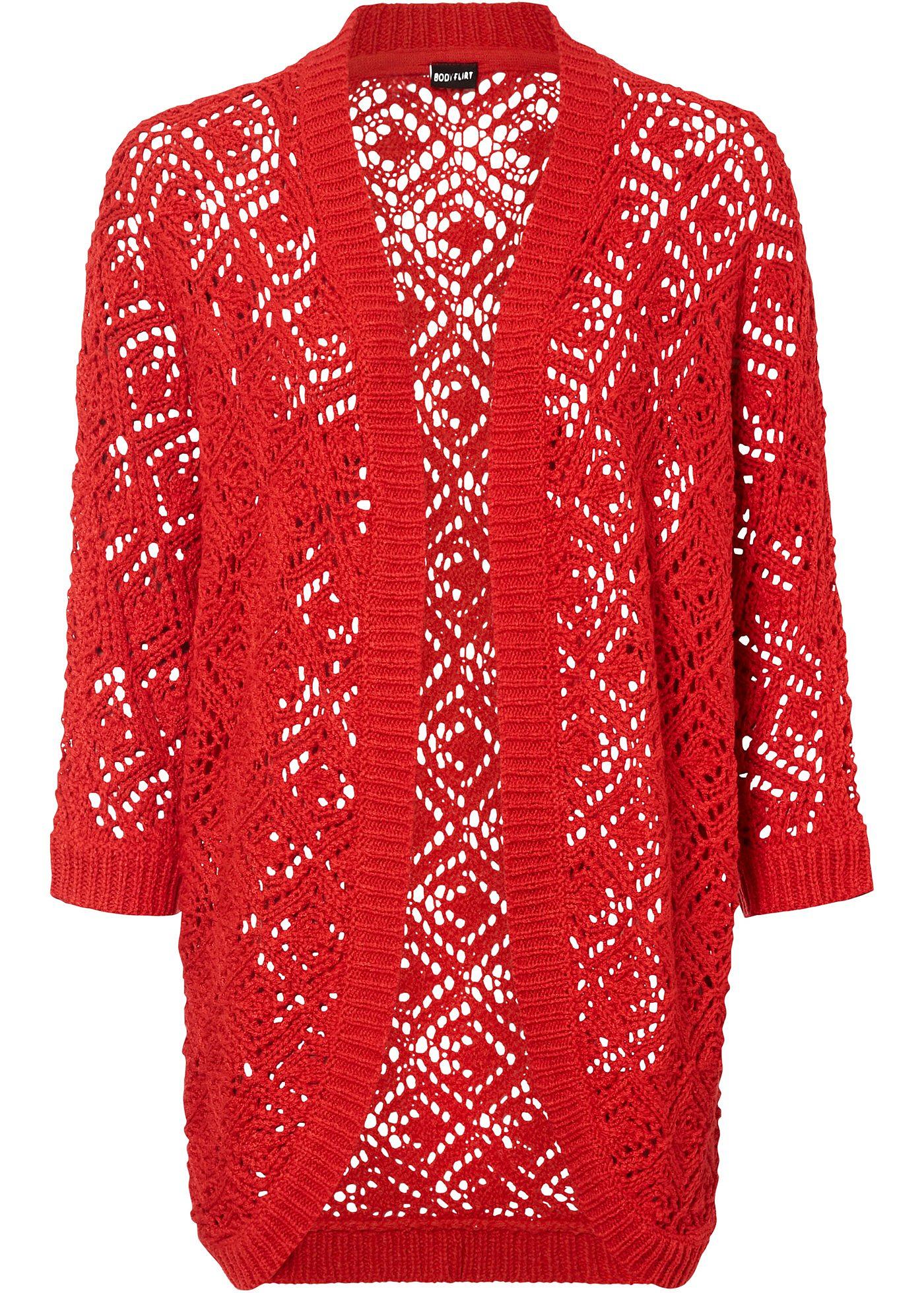 Cardigan Grazioso Con Bel Motivo Rosso Regular