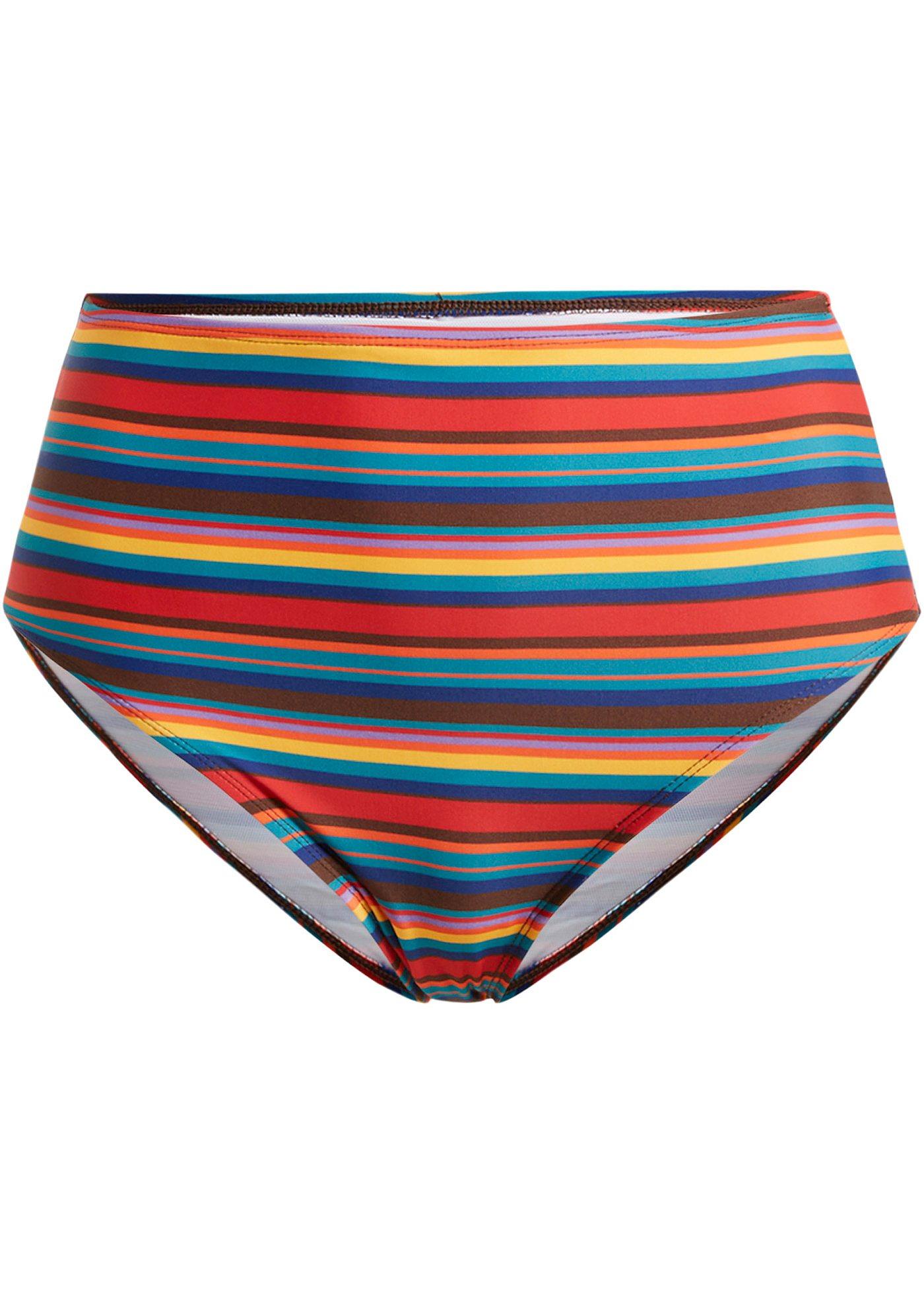 Slip A Vita Per Bikini In Materiale Modellante Multicolore A Righe