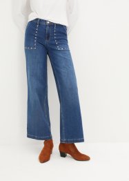 Jeans wide leg con borchiette, a vita media, John Baner JEANSWEAR