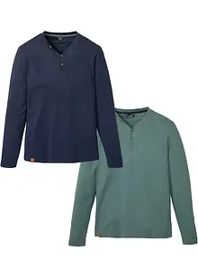 Maglia serafino a maniche lunghe in puro cotone biologico (pacco da 2), bonprix Maglia serafino a maniche lunghe in puro cotone biologico (pacco da 2), bonprix