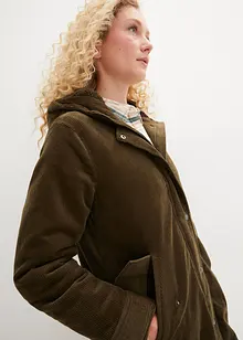 Parka svasato in velluto con fodera in pile teddy e cappuccio, bonprix Parka svasato in velluto con fodera in pile teddy e cappuccio, bonprix