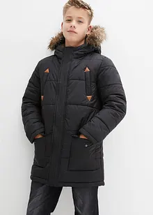 Parka invernale con dettagli in similpelle e cappuccio in pellicciotto sintetico, bonprix Parka invernale con dettagli in similpelle e cappuccio in pellicciotto sintetico, bonprix