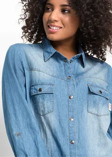 Camicia di jeans a maniche lunghe con bottoni a pressione, bonprix Camicia di jeans a maniche lunghe con bottoni a pressione, bonprix