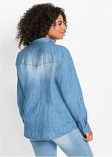 Camicia di jeans a maniche lunghe con bottoni a pressione, bonprix Camicia di jeans a maniche lunghe con bottoni a pressione, bonprix