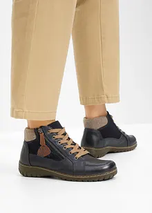 Scarponcini stringati in pelle con calzata comoda, bonprix Scarponcini stringati in pelle con calzata comoda, bonprix