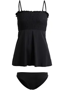 Tankini a fascia con lavorazione a punto smock (set 2 pezzi), bonprix Tankini a fascia con lavorazione a punto smock (set 2 pezzi), bonprix