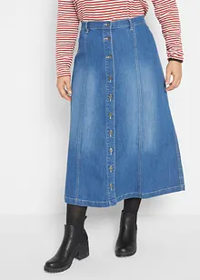 Gonna midi di jeans elasticizzato comfort, bonprix Gonna midi di jeans elasticizzato comfort, bonprix