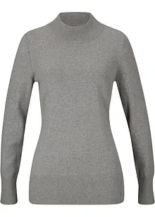 Maglione basic in filato fine con collo dritto e cotone riciclato, bonprix Maglione basic in filato fine con collo dritto e cotone riciclato, bonprix