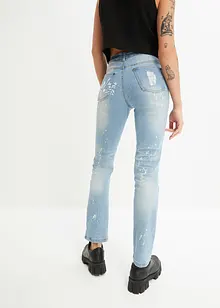 Jeans straight con stampa, vita media, bonprix Jeans straight con stampa, vita media, bonprix