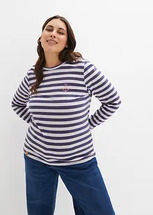 Maglia a maniche lunghe a righe con ricamo, bonprix Maglia a maniche lunghe a righe con ricamo, bonprix