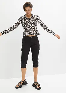 Pantaloni capri in misto cotone elasticizzato, bonprix Pantaloni capri in misto cotone elasticizzato, bonprix