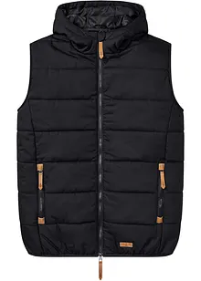 Gilet trapuntato con cappuccio e dettagli in similpelle, bonprix Gilet trapuntato con cappuccio e dettagli in similpelle, bonprix