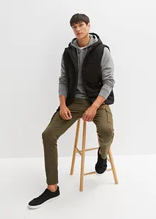 Gilet trapuntato con cappuccio e dettagli in similpelle, bonprix Gilet trapuntato con cappuccio e dettagli in similpelle, bonprix