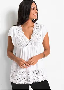 Maglia con pizzo sullo scollo, bonprix Maglia con pizzo sullo scollo, bonprix