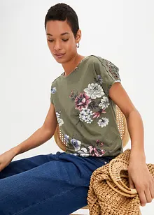 Maglia fantasia con pizzo, bonprix Maglia fantasia con pizzo, bonprix