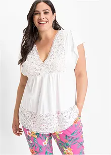 Maglia con pizzo sullo scollo, bonprix Maglia con pizzo sullo scollo, bonprix