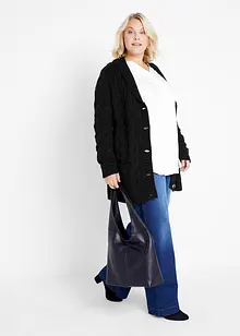 Cardigan con collo a scialle e lavorazione a trecce, bonprix Cardigan con collo a scialle e lavorazione a trecce, bonprix