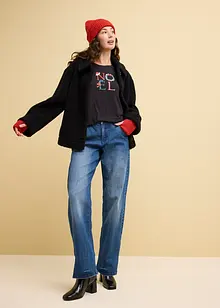 Jeans wide leg con cinta comoda, vita alta, bonprix Jeans wide leg con cinta comoda, vita alta, bonprix