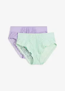 Slip alto con pizzo delicato (pacco da 2), bonprix Slip alto con pizzo delicato (pacco da 2), bonprix