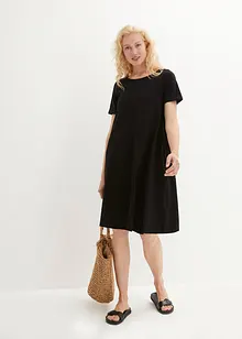 Abito di jersey al ginocchio in filato fiammato di cotone con tasche, bonprix Abito di jersey al ginocchio in filato fiammato di cotone con tasche, bonprix