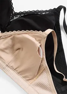 Bralette imbottita senza ferretto con cotone biologico (pacco da 2), bonprix Bralette imbottita senza ferretto con cotone biologico (pacco da 2), bonprix
