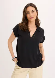 Polo in piquet di viscosa con inserto di pizzo, bonprix Polo in piquet di viscosa con inserto di pizzo, bonprix