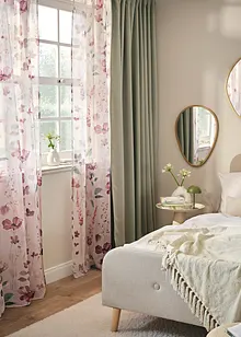 Tenda trasparente con stampa floreale (pacco da 1), bonprix Tenda trasparente con stampa floreale (pacco da 1), bonprix