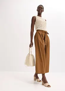 Pantaloni in popeline di cotone e cintura (set 2 pezzi), bonprix Pantaloni in popeline di cotone e cintura (set 2 pezzi), bonprix