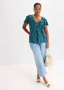 Maglia con volant in misto modal morbido, bonprix Maglia con volant in misto modal morbido, bonprix