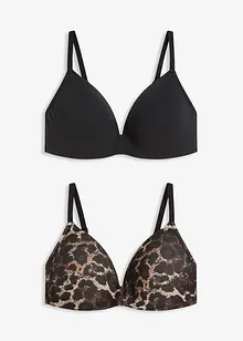 Reggiseno senza ferretto con coppe preformate e cotone (pacco da 2), bonprix Reggiseno senza ferretto con coppe preformate e cotone (pacco da 2), bonprix