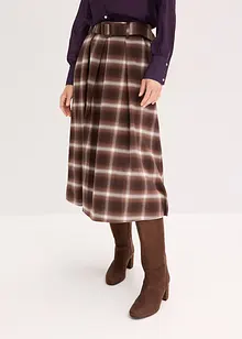 Gonna a pieghe a quadri e cintura (set 2 pezzi), bonprix Gonna a pieghe a quadri e cintura (set 2 pezzi), bonprix