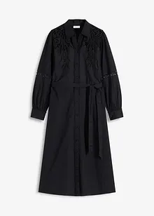 Abito midi di cotone con inserti di pizzo, bonprix Abito midi di cotone con inserti di pizzo, bonprix